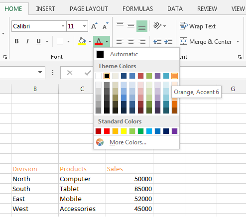 Excel font color in formula